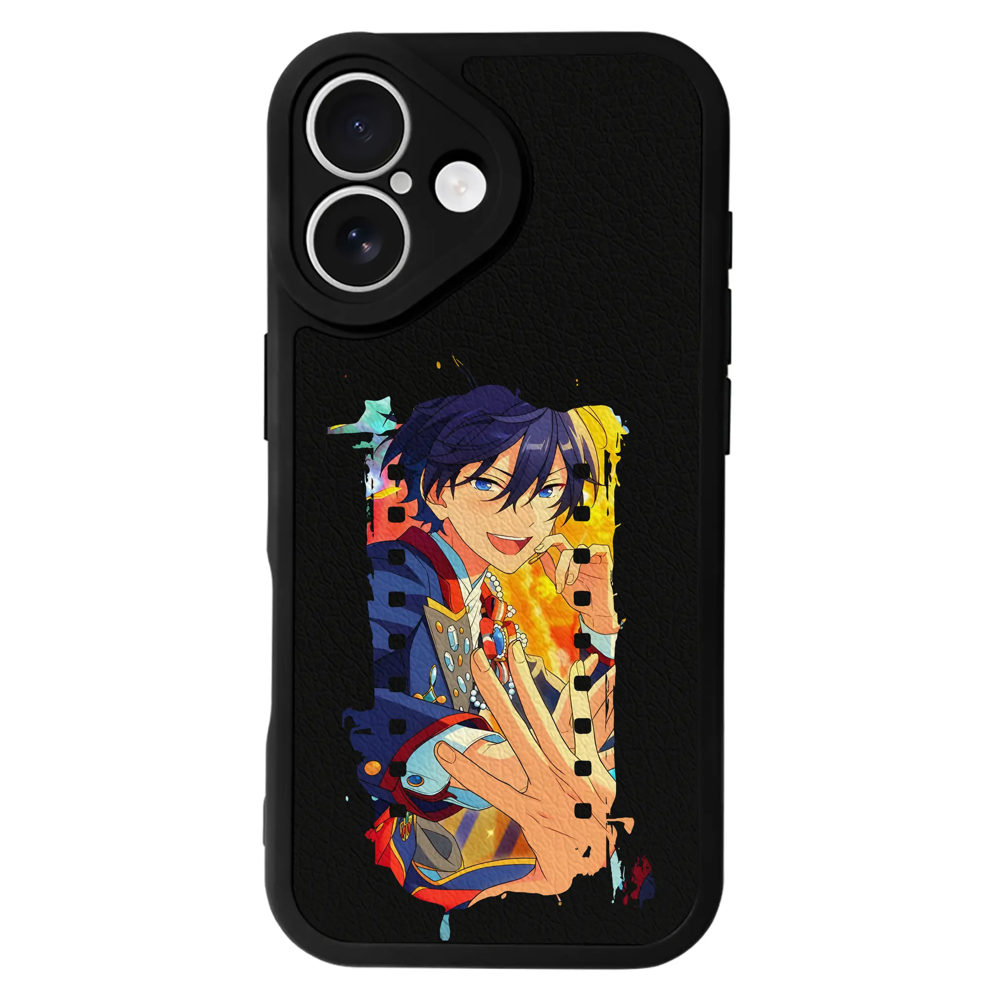 あんさん ぶる グッズ Trickstar 氷鷹北斗 - IPhone 16シリーズ対応 ・ シリコンスマホケース ・ レザー調 ・ 高精度フィット ・ 耐衝撃 ・ ワイヤレス充電対応 ・ 精密カット